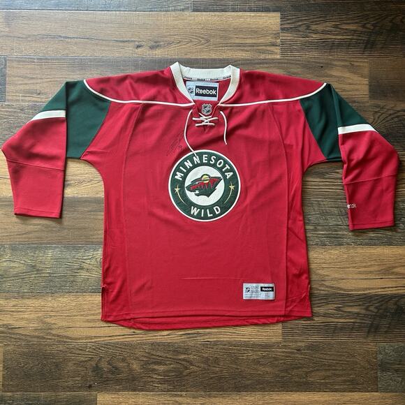 Minnesota Wild NHL Red Reebok Jersey Singed Autogrphed Jason Pominville #29 XL